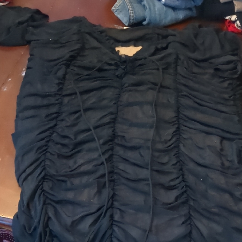 K Jordan Black Ruched Blouse